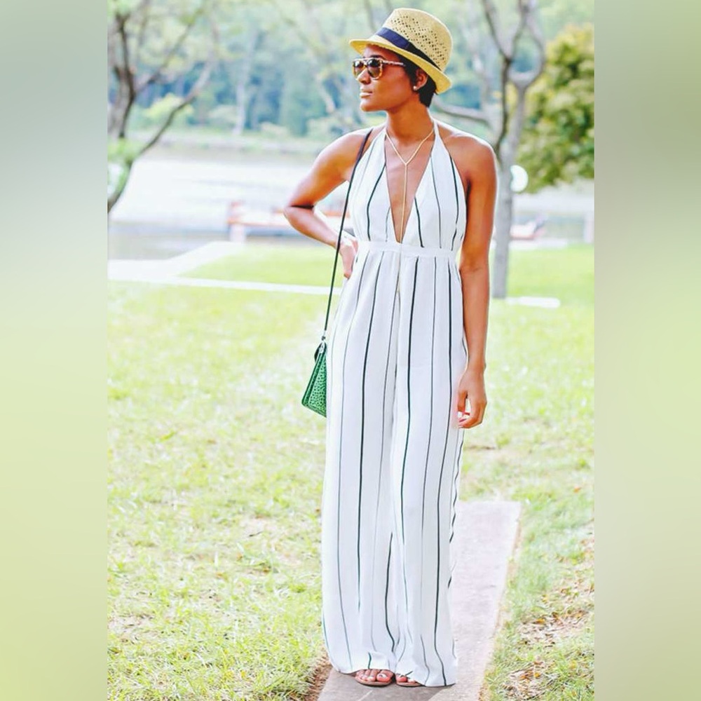 Faithfull the Brand Shutterbabe Ivory Striped Jumpsuit Small - Picture 3 of 16